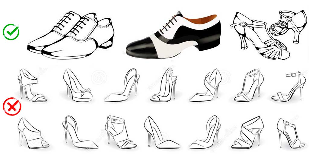 Zapatos de baile de salón y su clasificación por tipos de baile